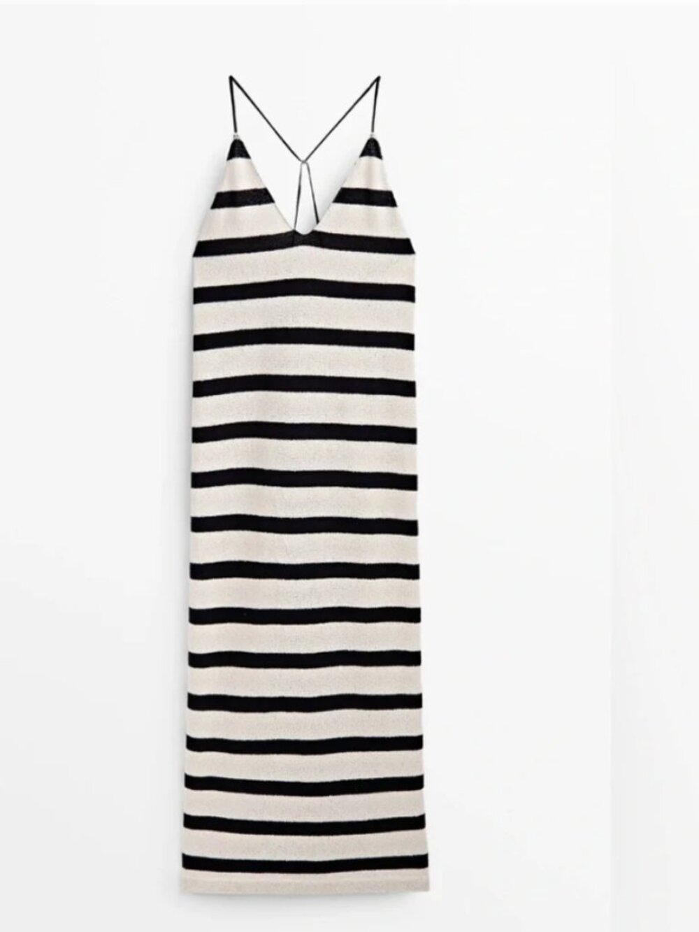 MASSIMO DUTI Striped Strappy Cotton Blend Dress in Black and Cream Sz M - NWT!